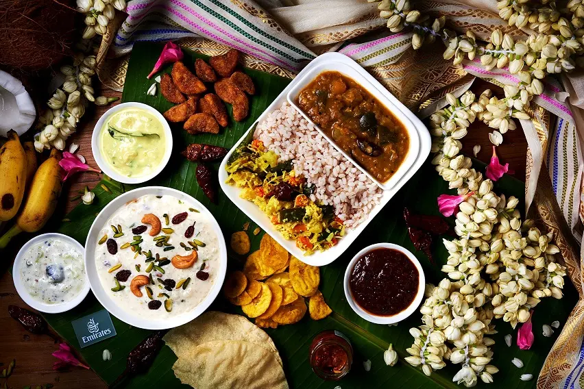 Comida exquisita para Onam a bordo de Emirates
