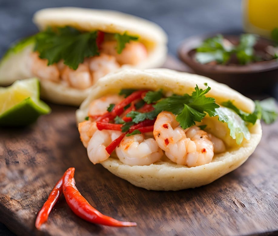 Arepa marinera y arepa con chorizo y maíz para disfrutar en casa
