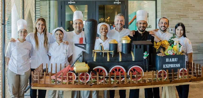 Un tren de 60 kilos de chocolate fue construido por chefs en Barú, Colombia