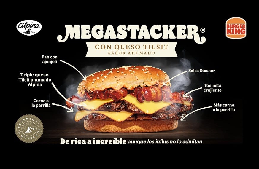 Burger King y Alpina lanzan la Megastacker con queso Tilsit Ahumado