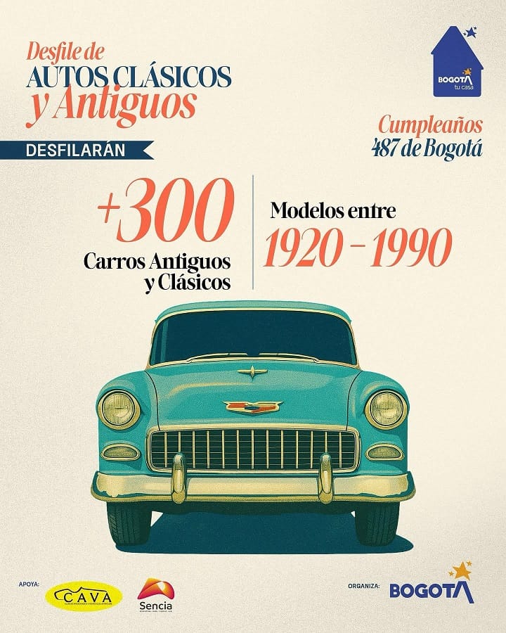 Bogotá celebra su historia sobre ruedas con la segunda edición del Desfile de Autos Clásicos y Antiguos