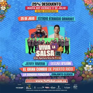 El concierto Viva La Salsa 2026 dará apertura oficial a la Feria de las Flores en el Estadio Atanasio Girardot