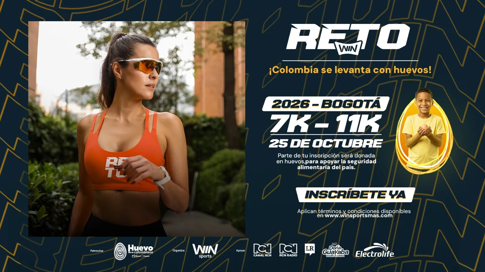 Reto Win Bogotá 2026: fecha, horarios, inscripciones y entrega de kits de la carrera 7K y 11K